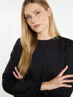 Dreimaster Damen Langarmbluse in schwarz