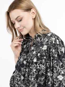 Dreimaster Damen Langarmbluse in schwarz