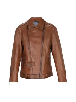 Dreimaster Damen Lederjacke in cognac