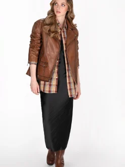 Dreimaster Damen Lederjacke in cognac