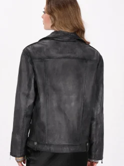 Dreimaster Damen Lederjacke in anthrazit
