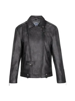 Dreimaster Damen Lederjacke in anthrazit