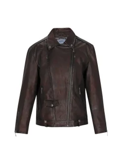 Dreimaster Damen Lederjacke in braun