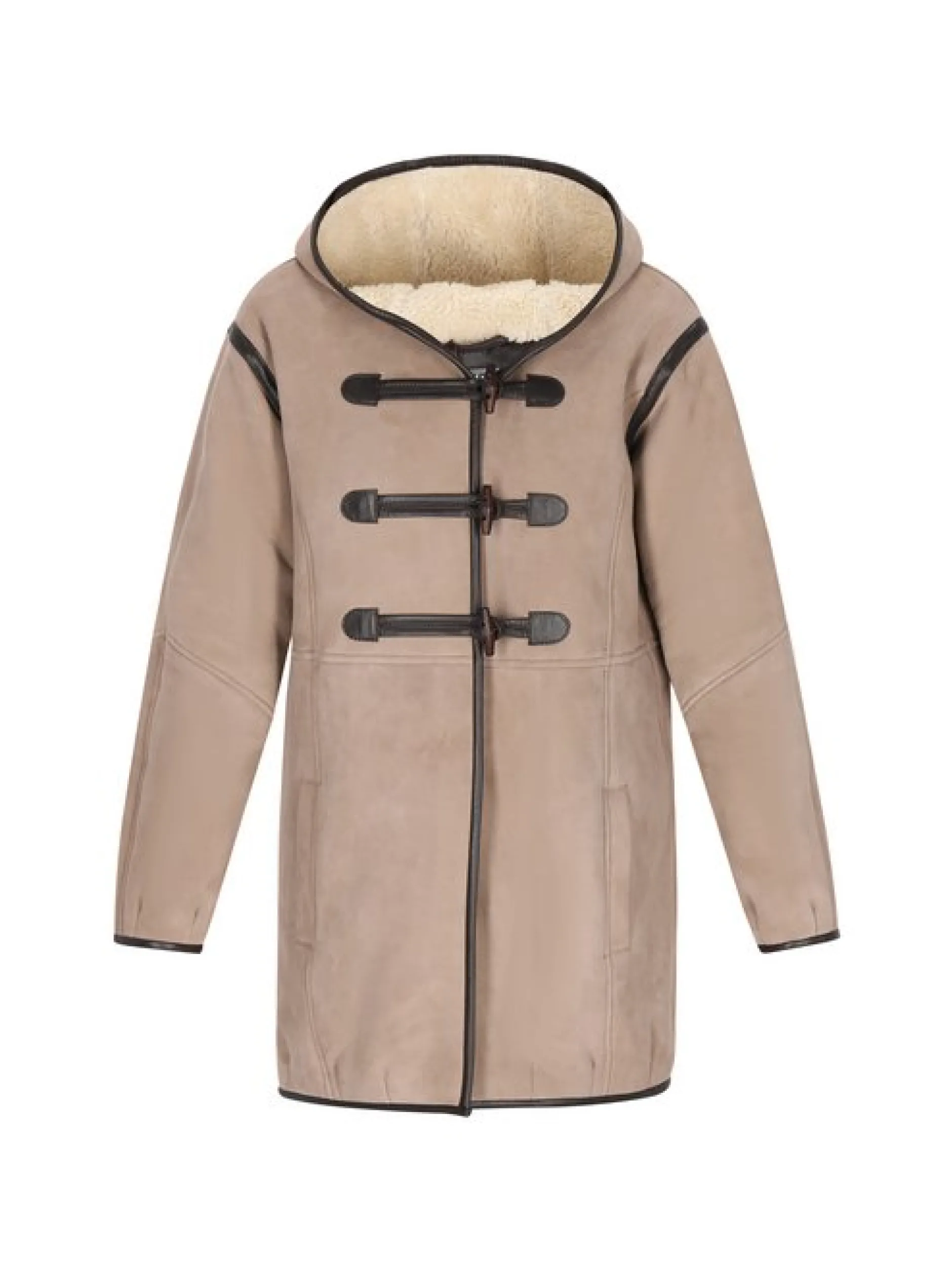 Dreimaster Damen Ledermantel in taupe