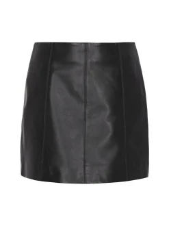 Dreimaster Damen Lederrock in schwarz