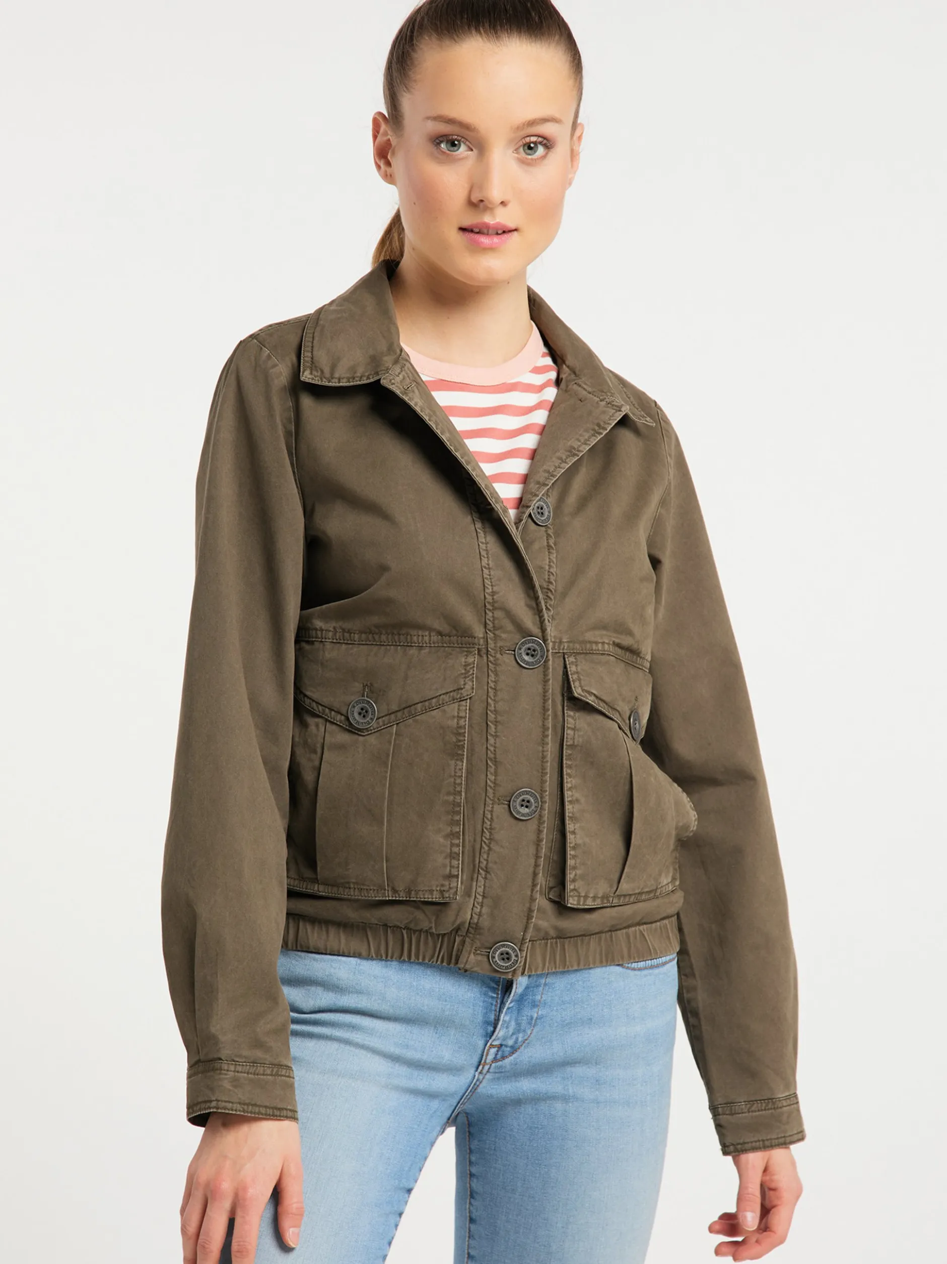 Dreimaster Damen leichte Jacke in oliv