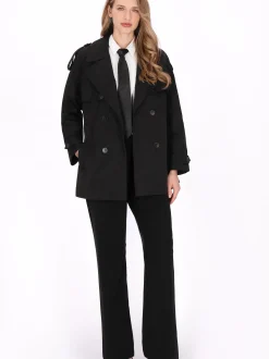 Dreimaster Damen Mantel in schwarz