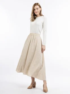 Dreimaster Damen Maxirock in beige - Länge: lang