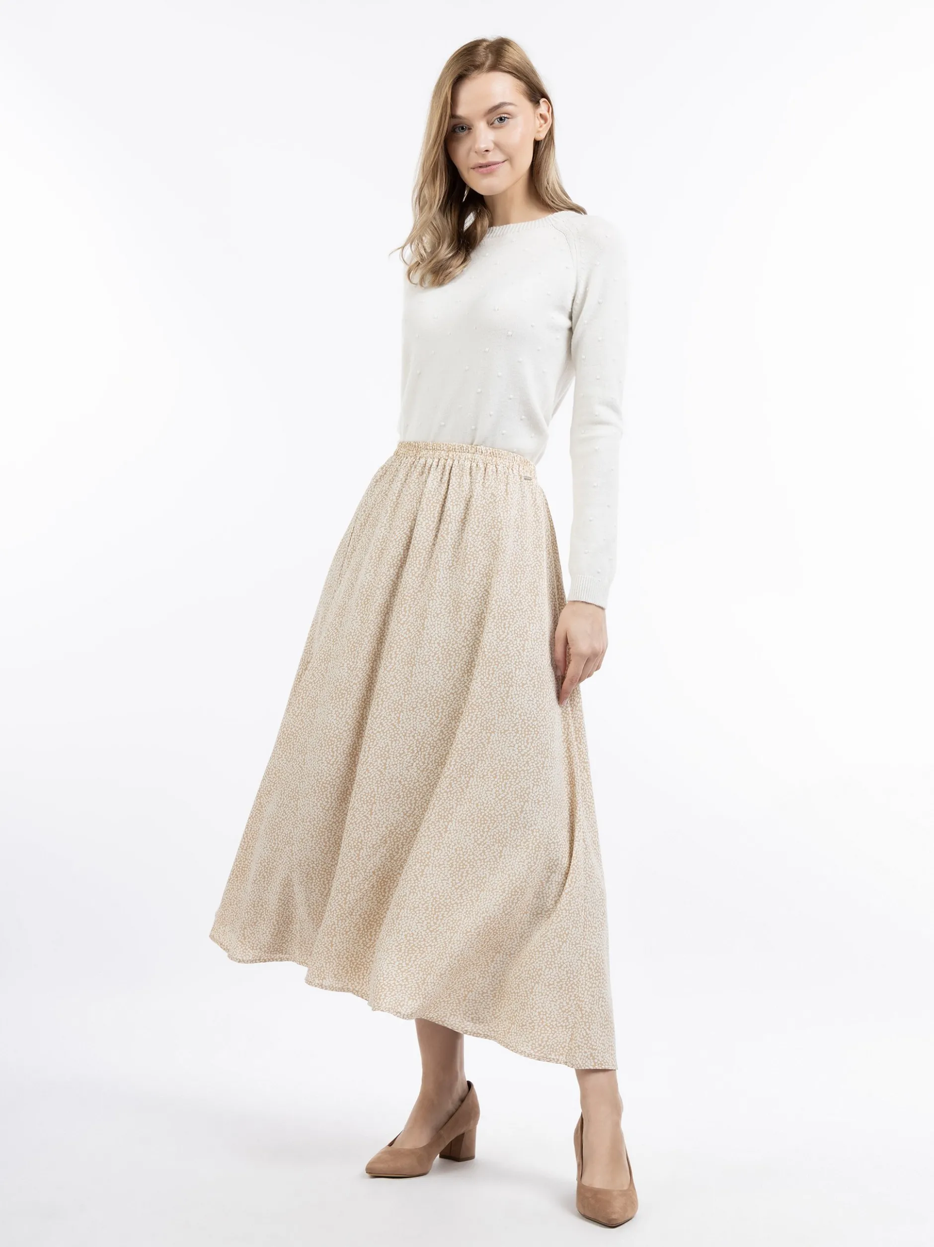 Dreimaster Damen Maxirock in beige - Länge: lang