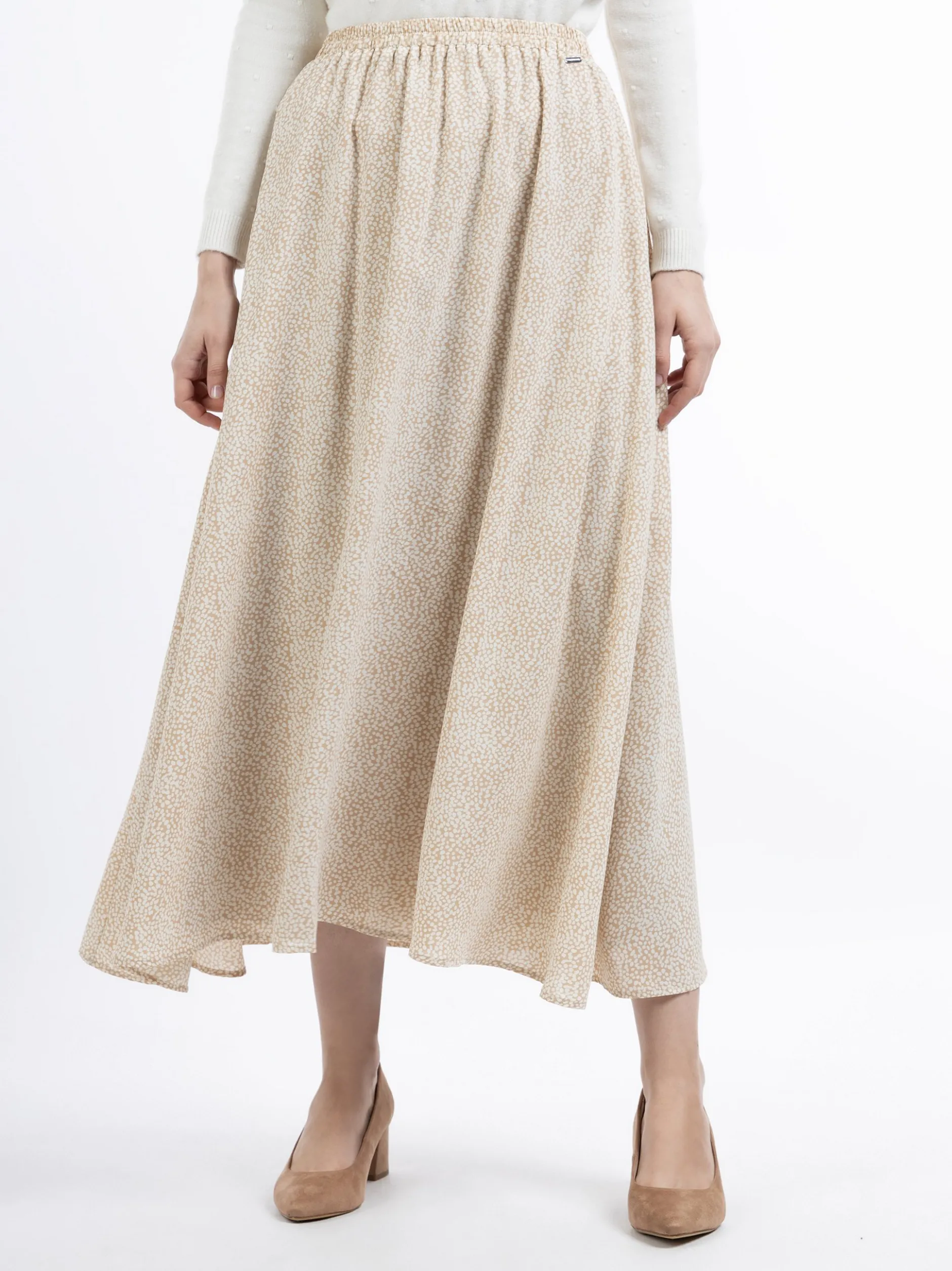 Dreimaster Damen Maxirock in beige - Länge: lang