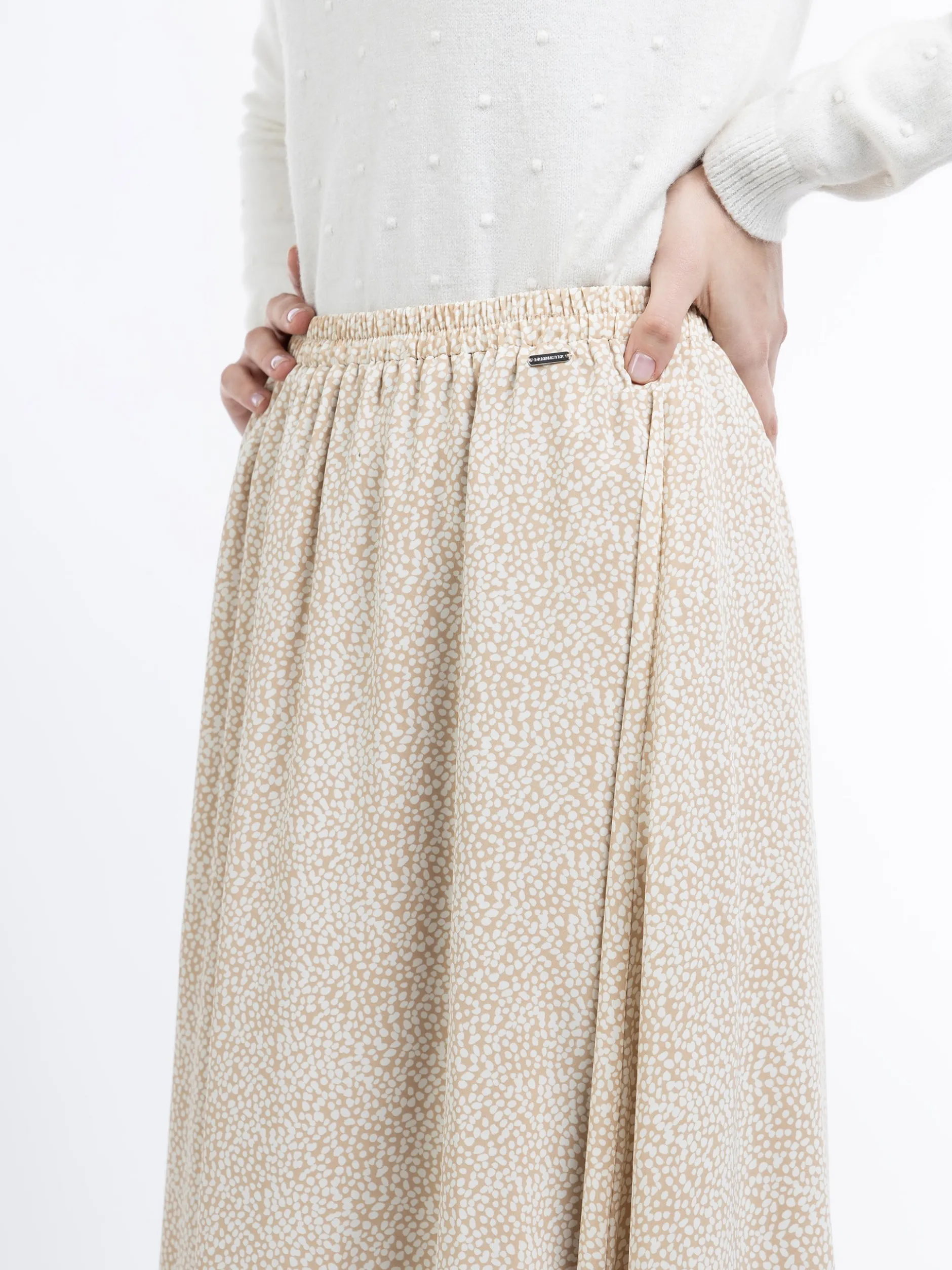 Dreimaster Damen Maxirock in beige - Länge: lang