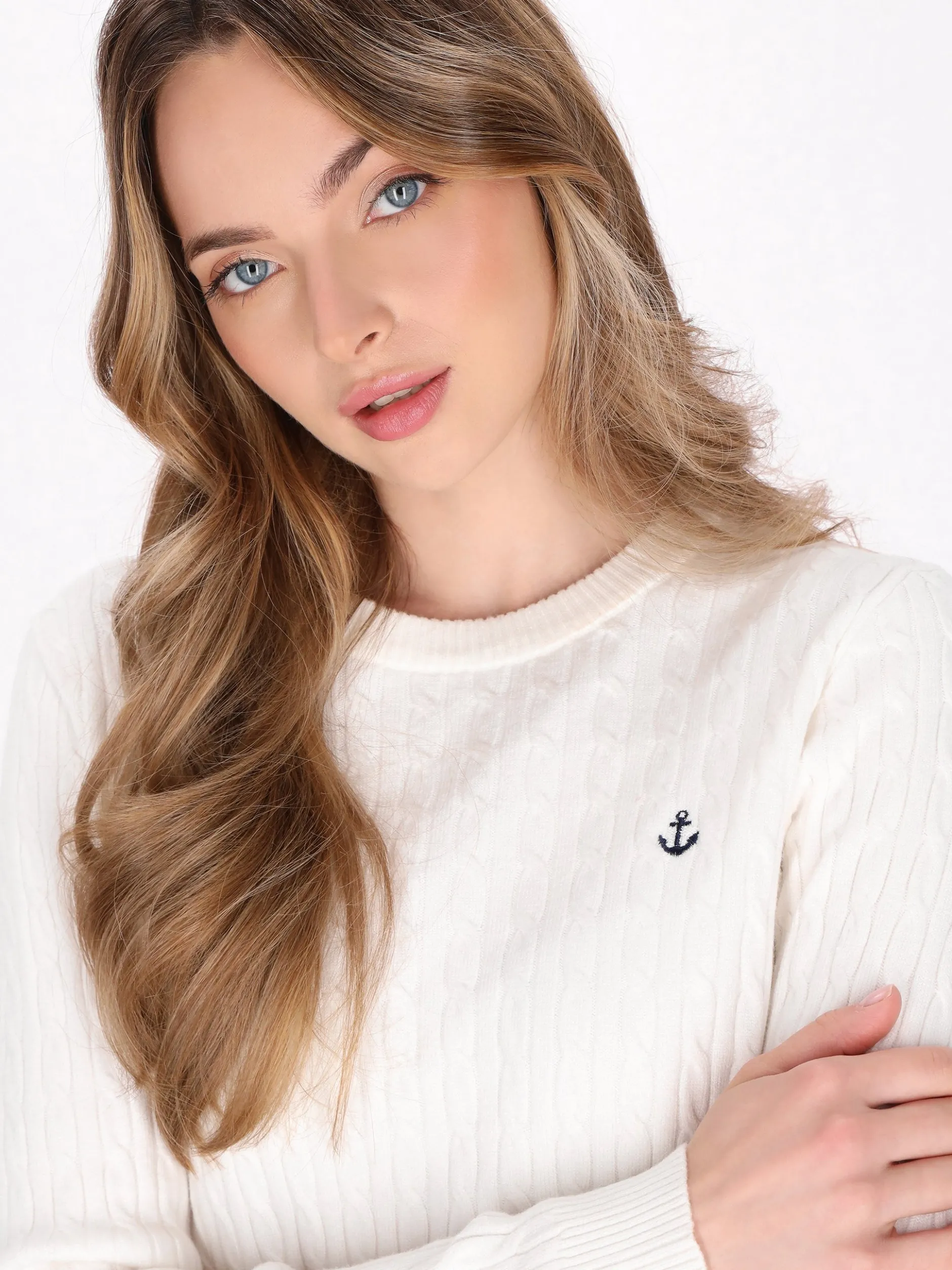 Dreimaster Damen Pullover in weiß