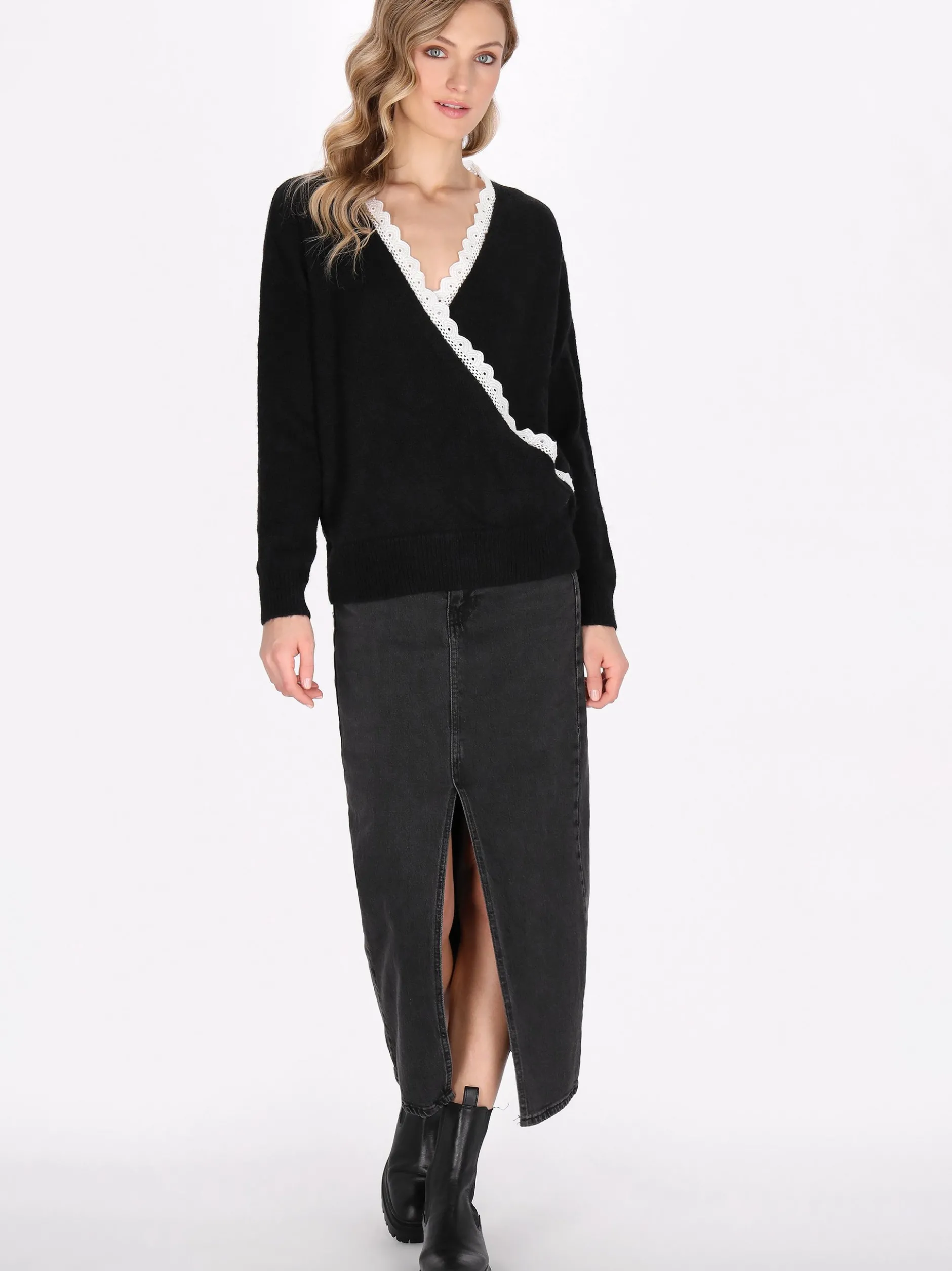 Dreimaster Damen Pullover in schwarz