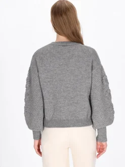 Dreimaster Damen Pullover in grau - Ausschnitt: Rundhals