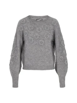 Dreimaster Damen Pullover in grau - Ausschnitt: Rundhals