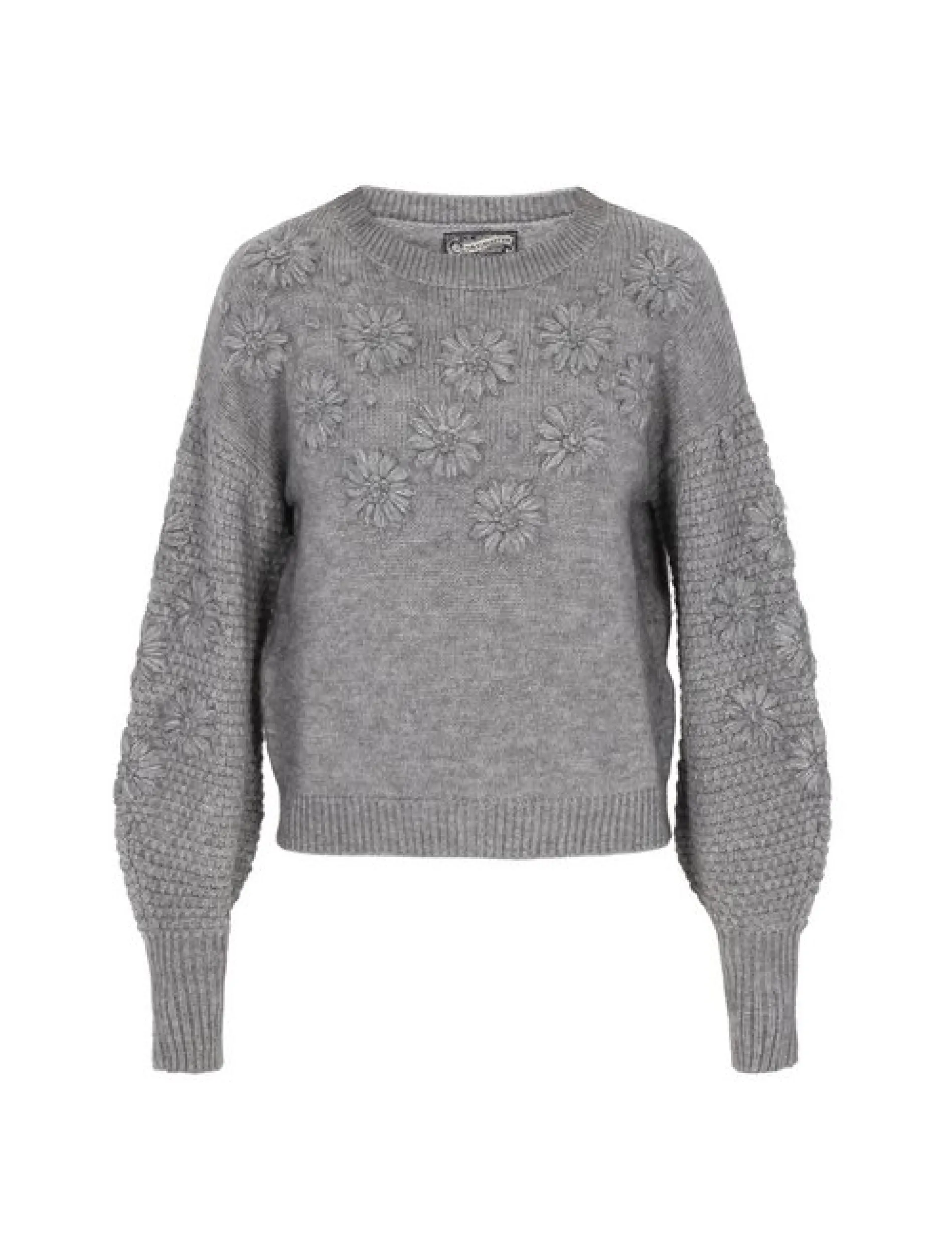 Dreimaster Damen Pullover in grau - Ausschnitt: Rundhals
