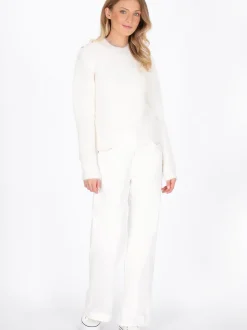 Dreimaster Damen Pullover in weiß - Ausschnitt: Rundhals