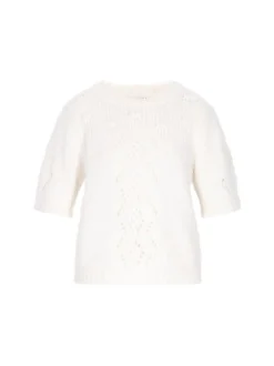Dreimaster Damen Pullover in weiß - Ausschnitt: Rundhals