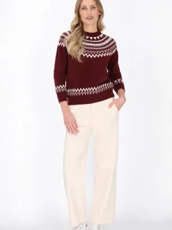 Dreimaster Damen Pullover in rot - Ausschnitt: Rundhals