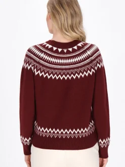 Dreimaster Damen Pullover in rot - Ausschnitt: Rundhals