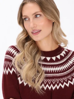 Dreimaster Damen Pullover in rot - Ausschnitt: Rundhals