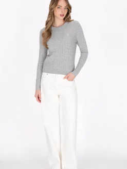 Dreimaster Damen Pullover in grau