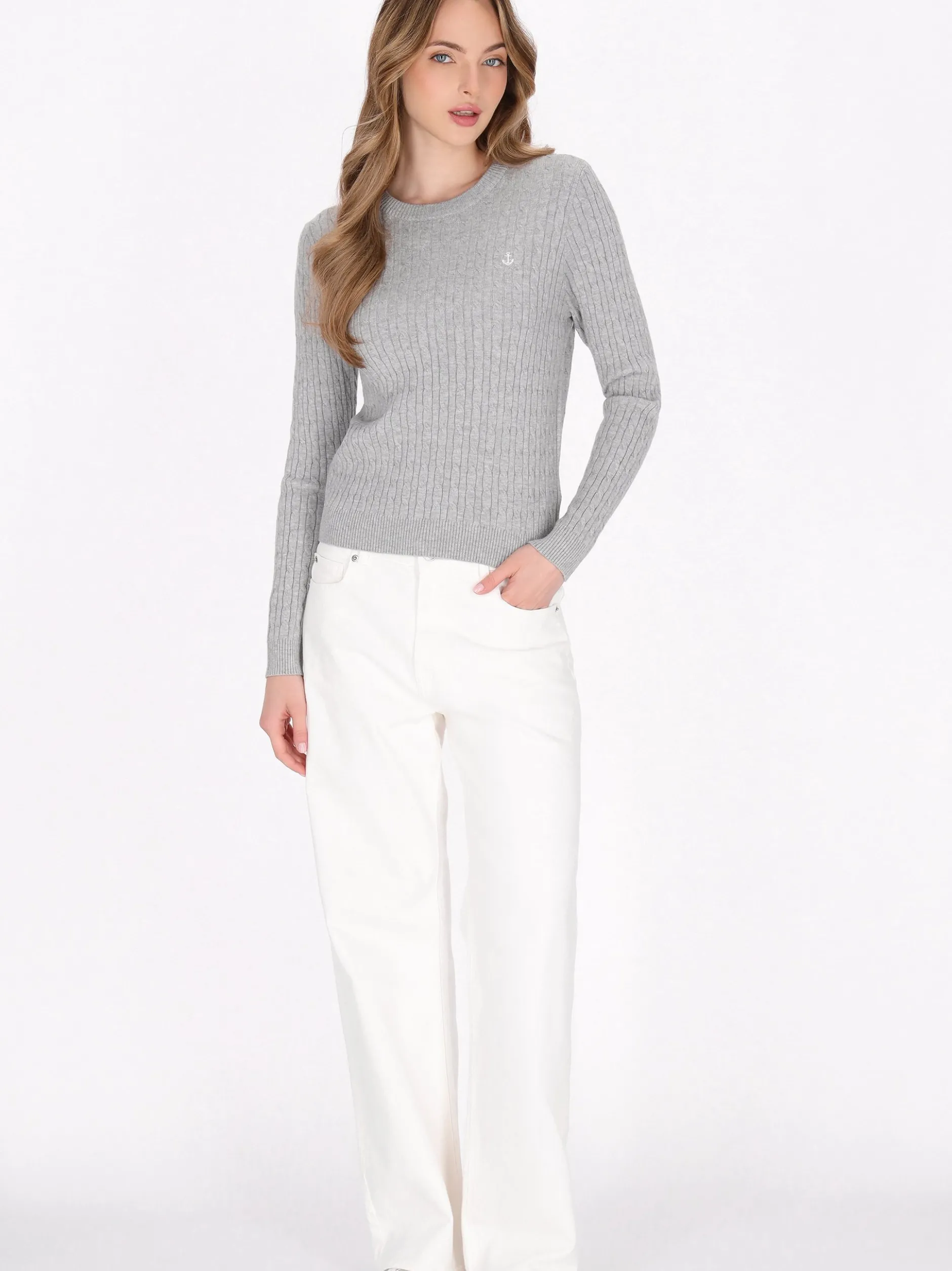 Dreimaster Damen Pullover in grau