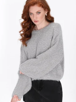 Dreimaster Damen Pullover in grau - Ausschnitt: Rundhals