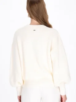 Dreimaster Damen Pullover in weiß - Ausschnitt: Rundhals