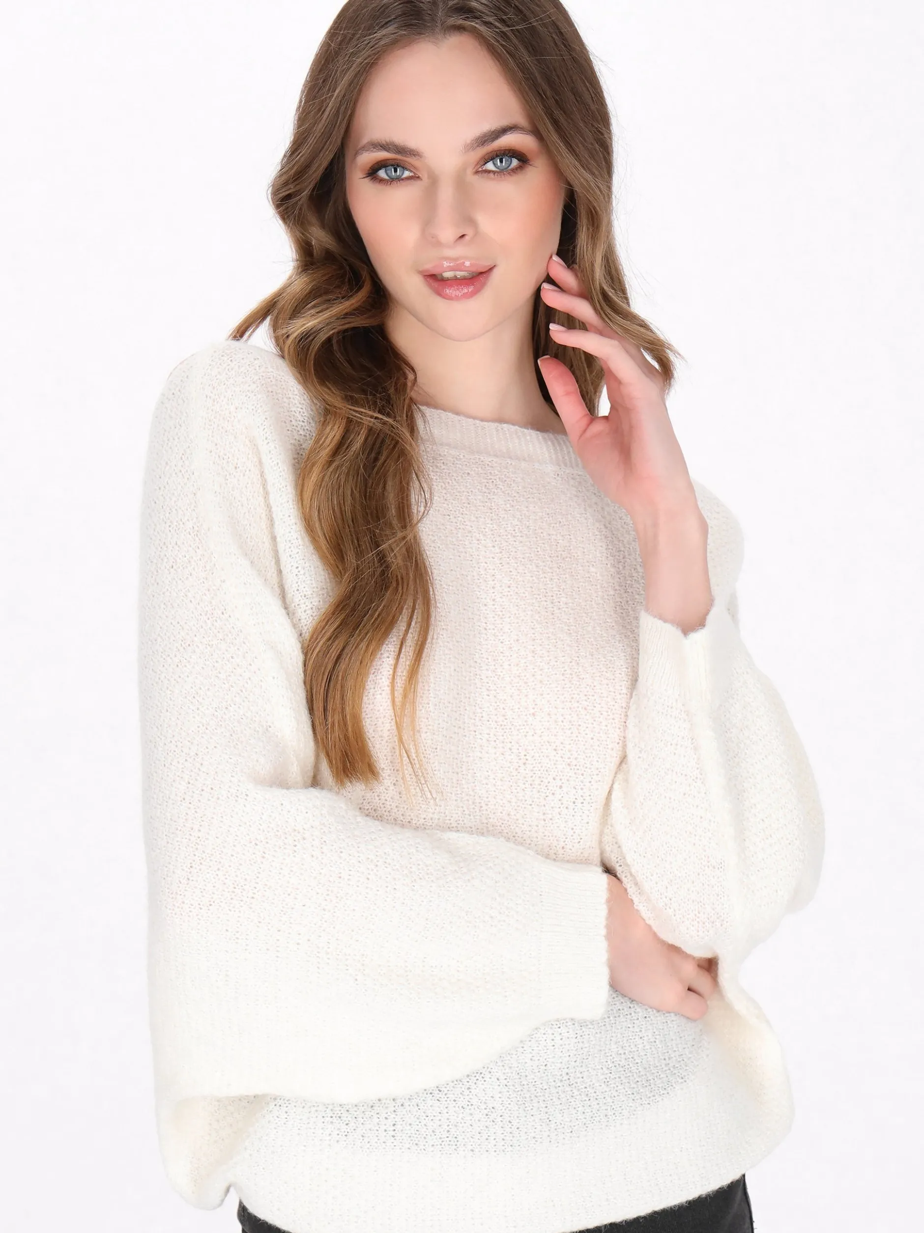 Dreimaster Damen Pullover in weiß