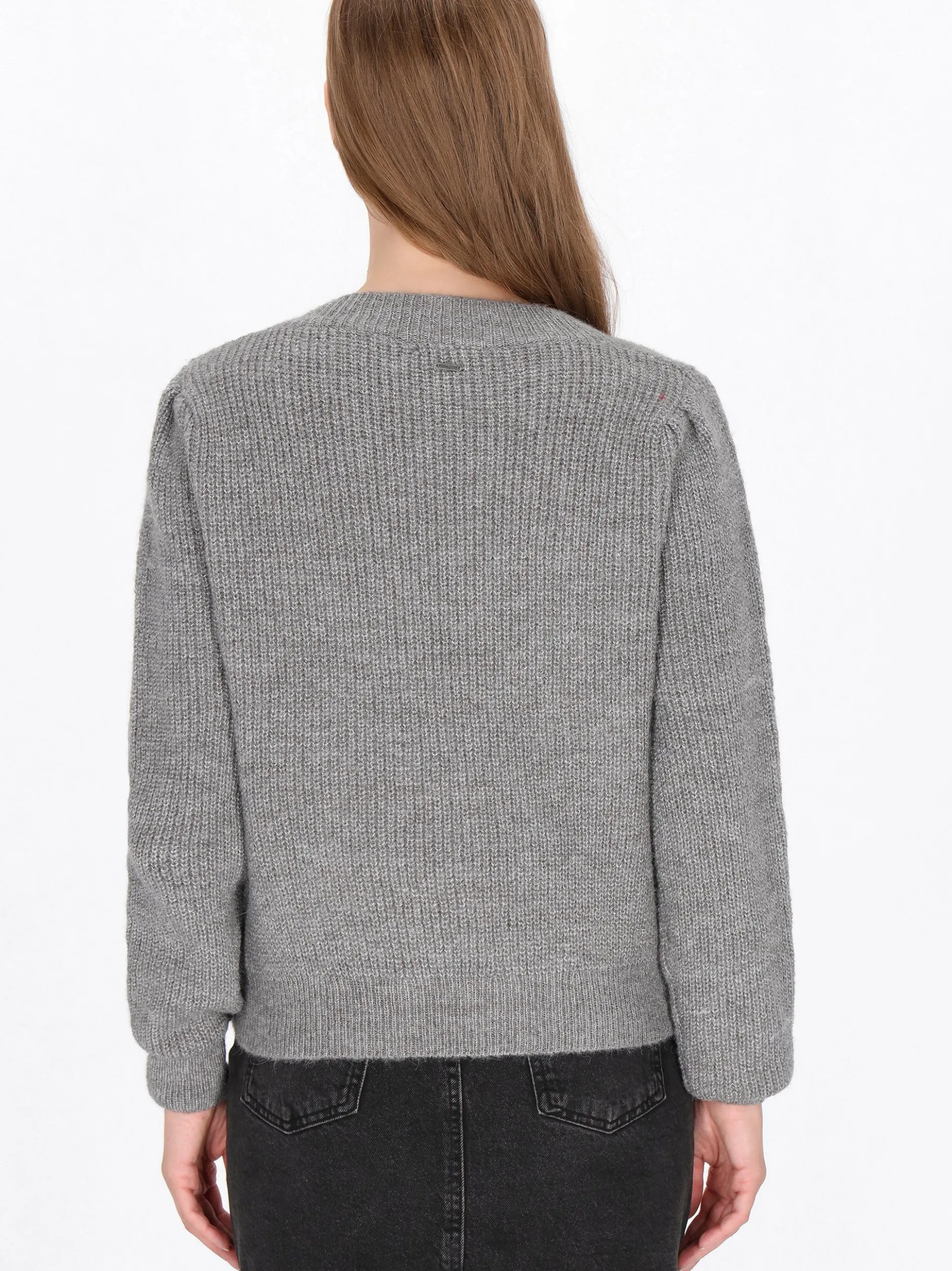 Dreimaster Damen Pullover in grau - Ausschnitt: Rundhals