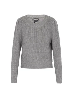 Dreimaster Damen Pullover in grau - Ausschnitt: Rundhals