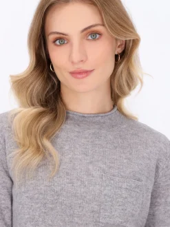 Dreimaster Damen Pullover in grau - Ausschnitt: Rundhals