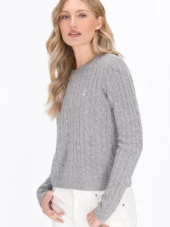 Dreimaster Damen Pullover in grau - Ausschnitt: Rundhals