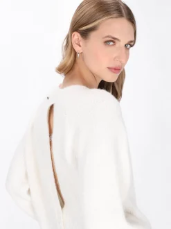 Dreimaster Damen Pullover in weiß - Ausschnitt: Rundhals