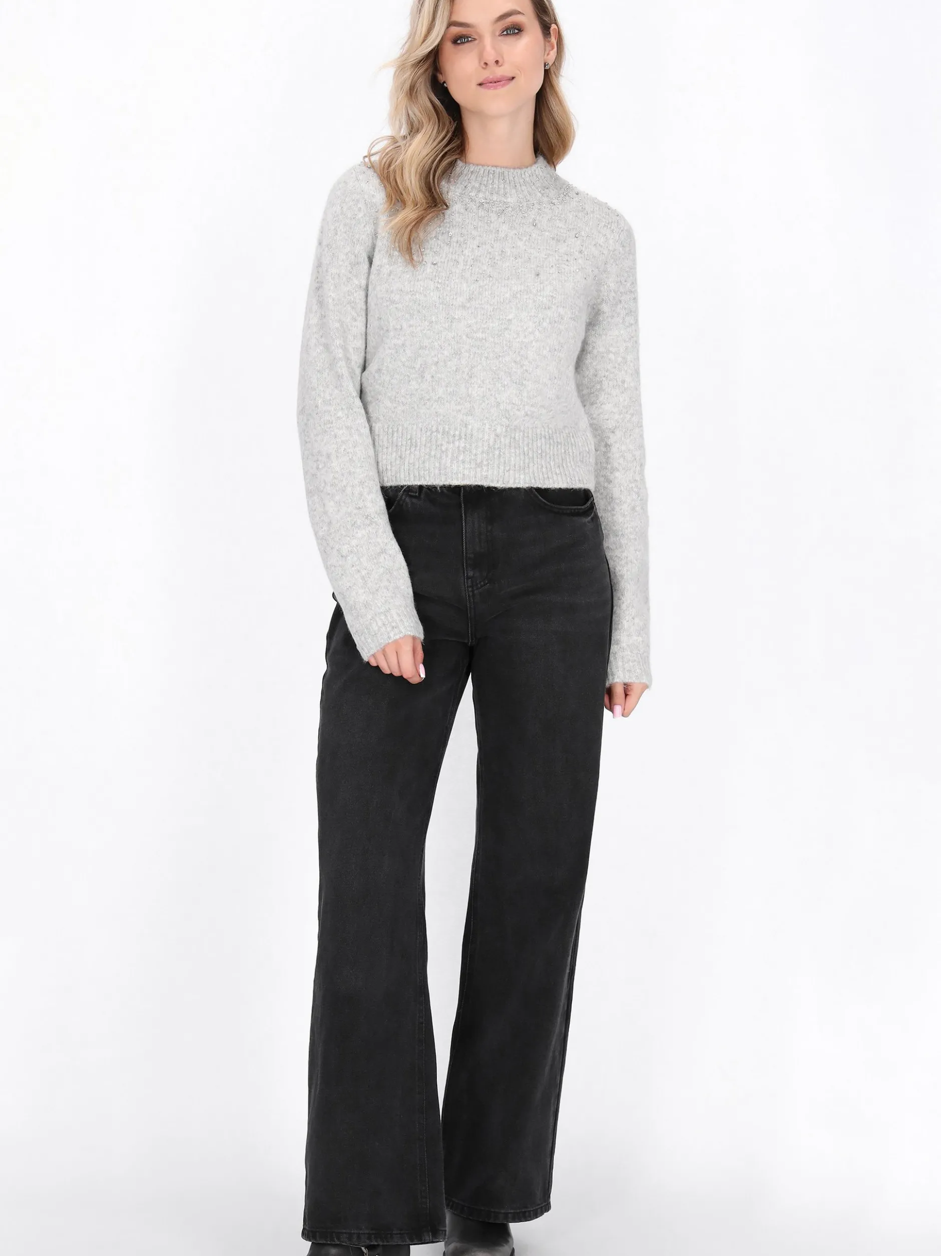 Dreimaster Damen Pullover in grau