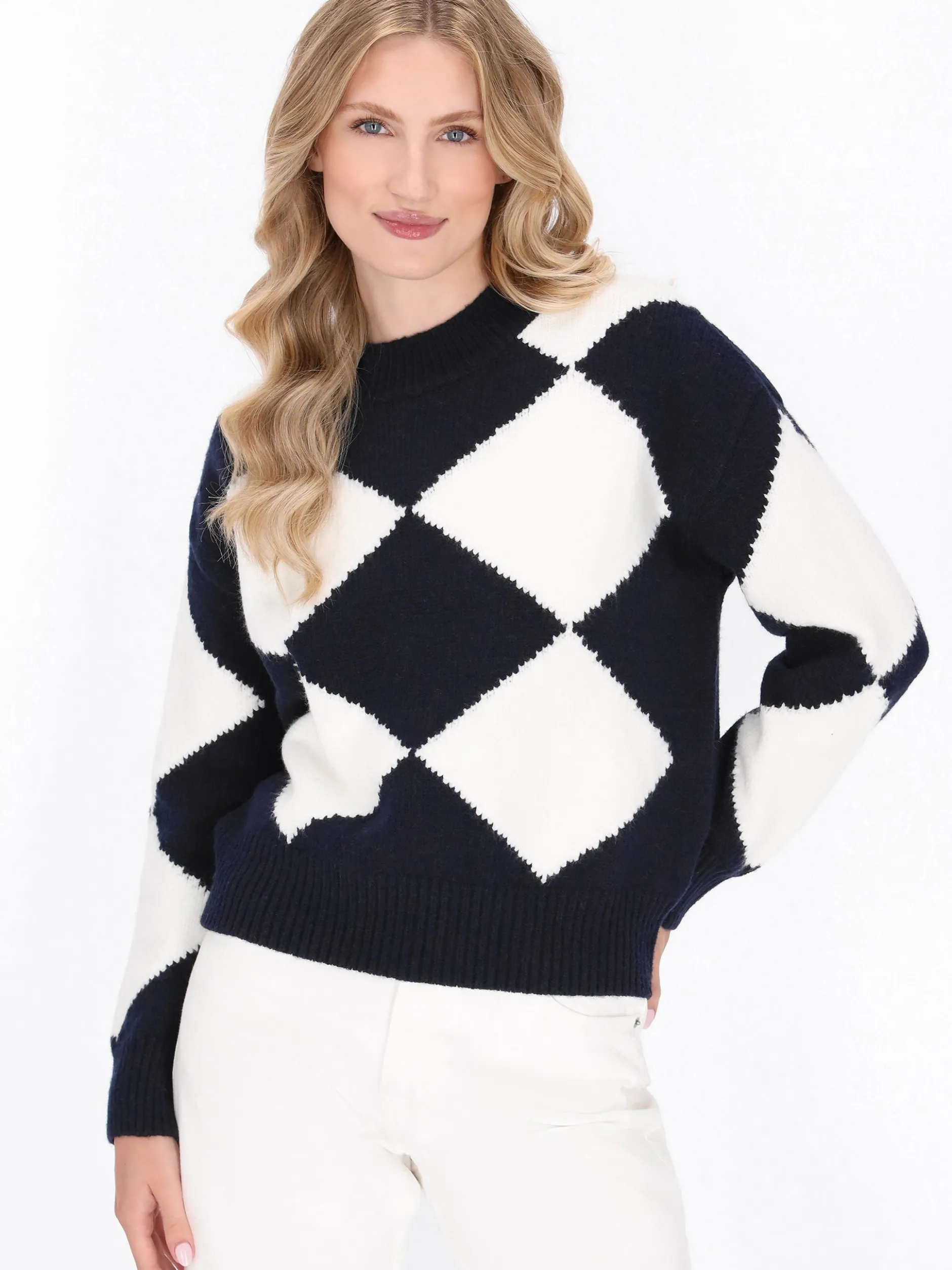 Dreimaster Damen Pullover in blau - Ausschnitt: Rundhals