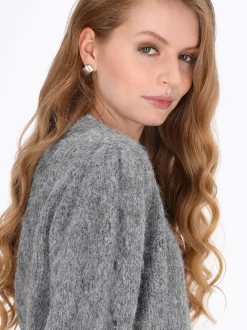 Dreimaster Damen Pullover in grau - Ausschnitt: Rundhals