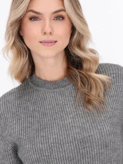 Dreimaster Damen Pullover in grau - Ausschnitt: Rundhals
