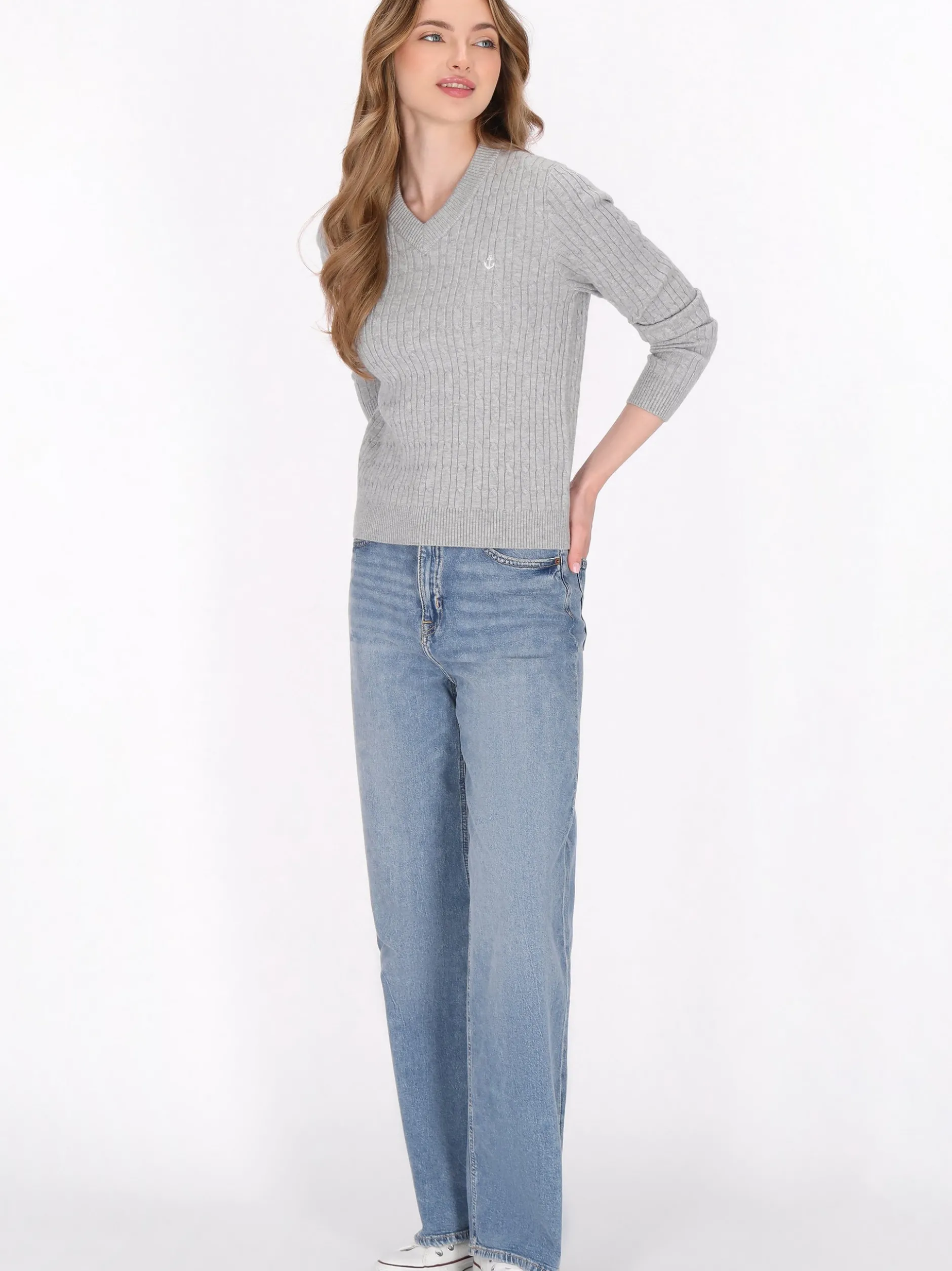 Dreimaster Damen Pullover in grau