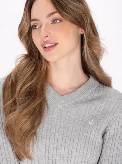 Dreimaster Damen Pullover in grau