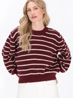Dreimaster Damen Pullover in rot - Ausschnitt: Rundhals