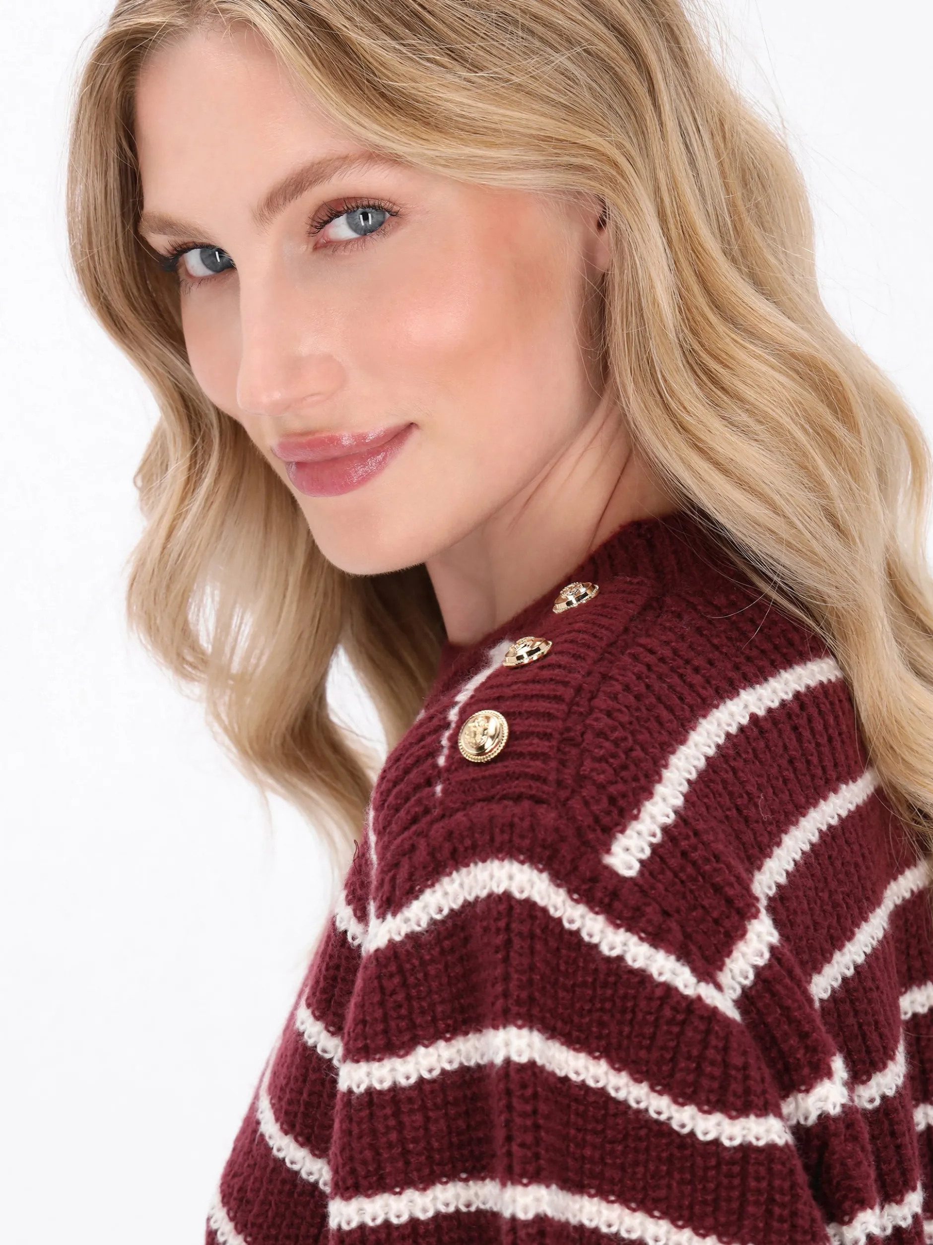 Dreimaster Damen Pullover in rot - Ausschnitt: Rundhals