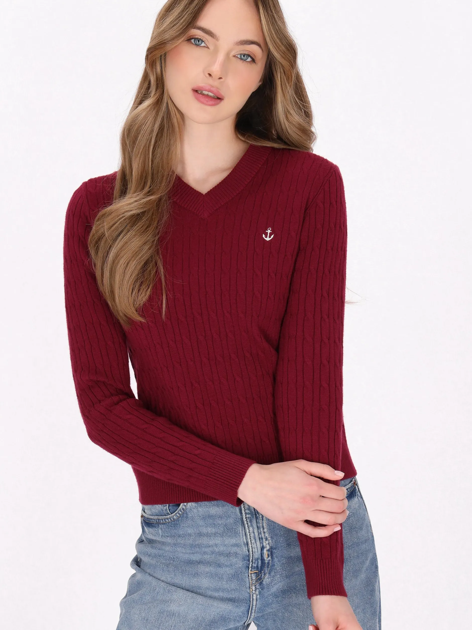 Dreimaster Damen Pullover in rot