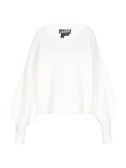 Dreimaster Damen Pullover in weiß - Ausschnitt: Rundhals