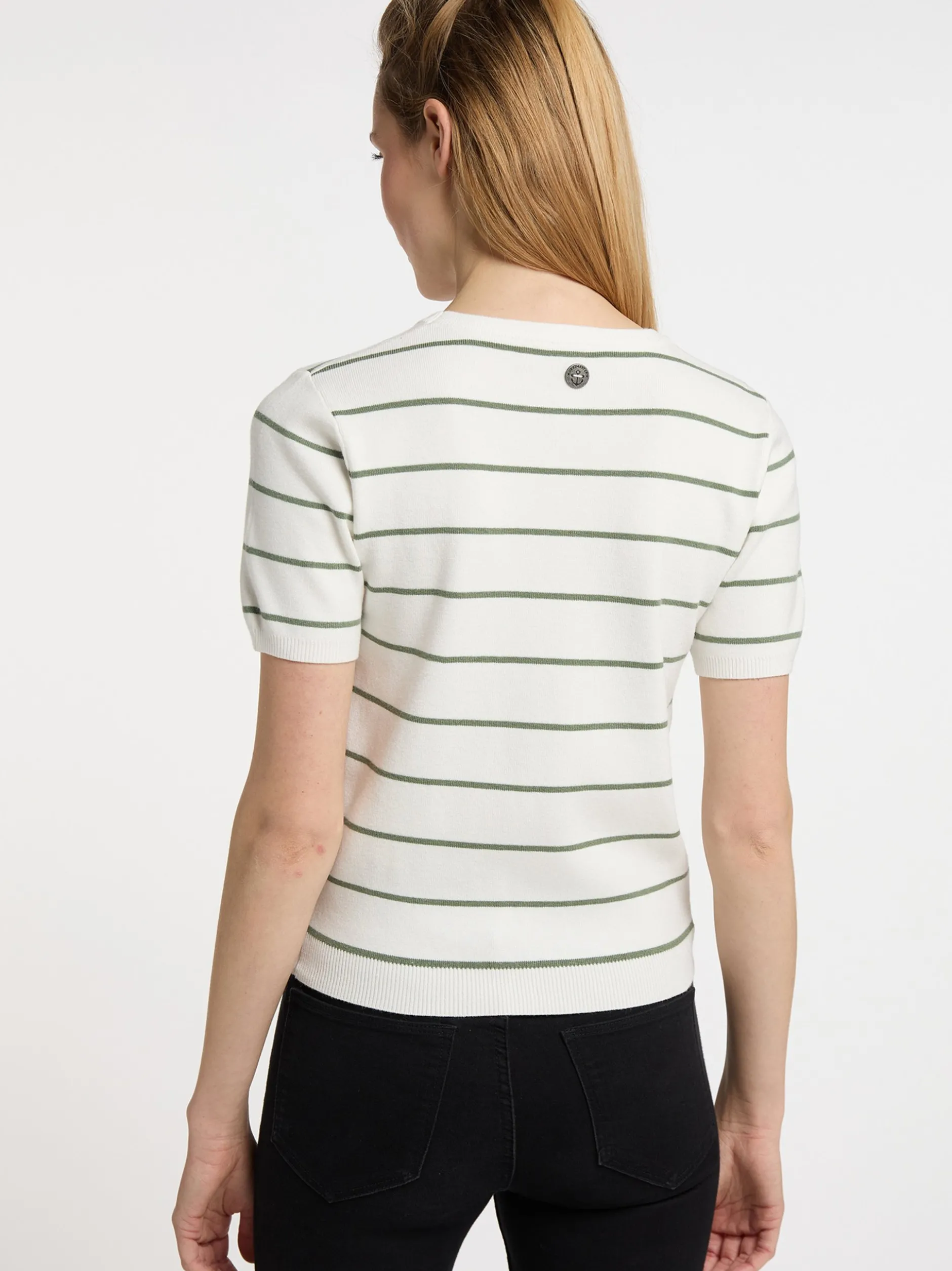Dreimaster Damen Pullover in oliv - Ausschnitt: Rundhals