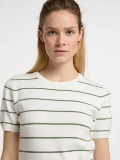 Dreimaster Damen Pullover in oliv - Ausschnitt: Rundhals