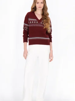 Dreimaster Damen Pullover in bordeaux