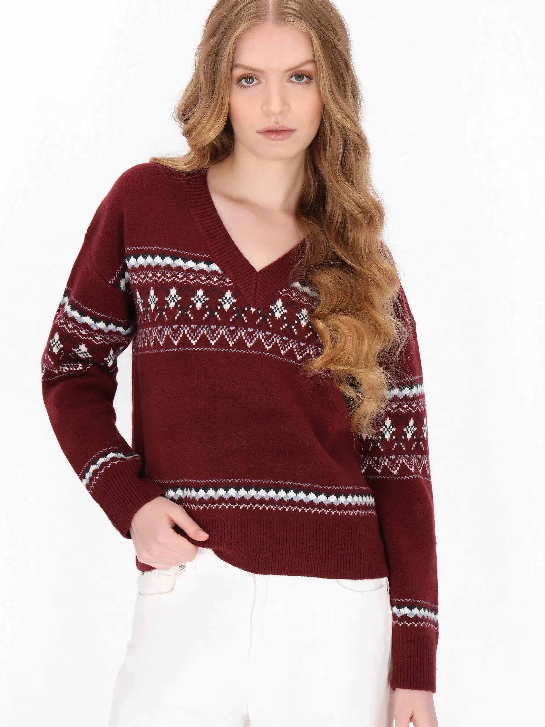 Dreimaster Damen Pullover in bordeaux