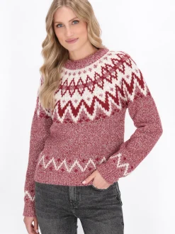 Dreimaster Damen Pullover in rot - Ausschnitt: Rundhals